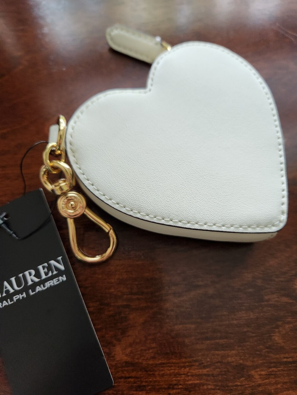 Ralph Lauren Leather Heart Zip Coin Pouch